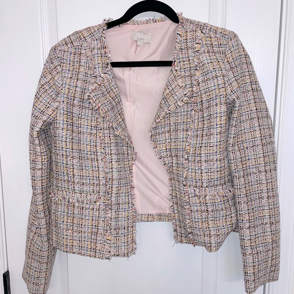 LOFT Colorful Crochet Blazer
